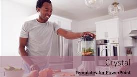  Presentation with kitchen - Slide set consisting of man-wearing-pyjamas-standing background and a coral colored foreground