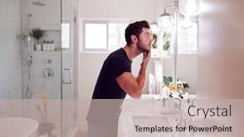  Presentation with bathroom - Slides with man-wearing-pyjamas-standing background and a mint green colored foreground