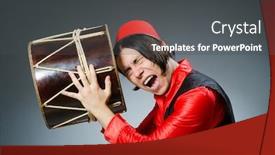  Presentation with hat - Beautiful slide deck featuring man-wearing-red-fez-hat backdrop and a dark gray colored foreground