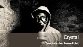  Presentation with gas - PPT layouts consisting of man wearing respirator or gas background and a gray colored foreground