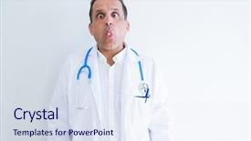  Presentation with medical error gavel and stethoscope - Slide set enhanced with man wearing stethoscope and medical background and a  colored foreground