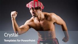  Presentation with scottish dance - Beautiful slide deck featuring man wearing traditional scottish clothing backdrop and a  colored foreground