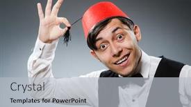  Presentation with turkish - Amazing presentation having man wearing traditional turkish hat fez backdrop and a light gray colored foreground