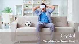  Presentation with virtual reality - PPT theme having man wearing virtual reality vr background and a  colored foreground