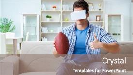  Presentation with virtual reality - PPT layouts with man wearing virtual reality vr background and a  colored foreground