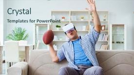  Presentation with virtual - Theme having man wearing virtual reality vr background and a sky blue colored foreground