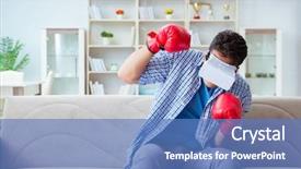  Presentation with virtual reality - Slide set featuring man wearing virtual reality vr background and a  colored foreground