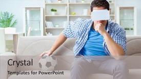  Presentation with virtual reality physical therapy - PPT theme enhanced with man wearing virtual reality vr background and a light gray colored foreground