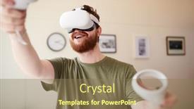  Presentation with gaming - Theme with man-wearing-vr-headset-holding background and a  colored foreground