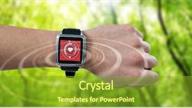  Presentation with man watching woman preparing vegetables - PPT theme consisting of man wearing watch against digital background and a gold colored foreground