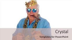  Presentation with king crown - Cool new PPT theme with man wears a king crown backdrop and a soft green colored foreground