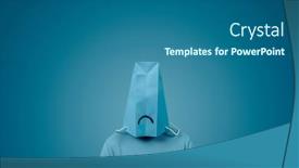  Presentation with paper bag - PPT theme having man-weas-a-blue-paper background and a ocean colored foreground