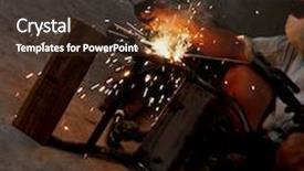  Presentation with welding - Presentation design consisting of man welding background and a tawny brown colored foreground