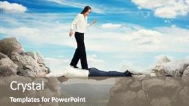  Presentation with bridge - Presentation design consisting of man which lying like bridge background and a  colored foreground