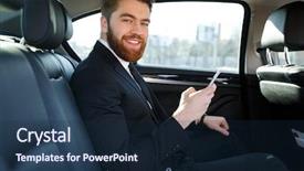  Presentation with car business - Amazing theme having man which sitting in back backdrop and a navy blue colored foreground