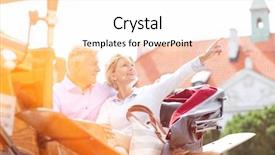  Presentation with aged - Beautiful PPT theme featuring man while sitting in horse backdrop and a sky blue colored foreground