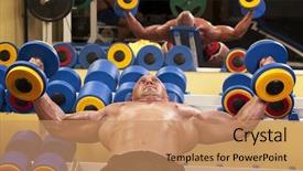  Presentation with weight lifting - Amazing presentation theme having man with a bar weight backdrop and a coral colored foreground