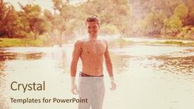  Presentation with water river - Colorful presentation enhanced with man with a bare torso backdrop and a  colored foreground