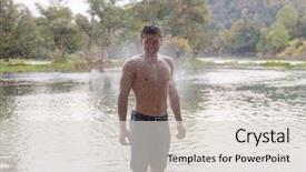  Presentation with sunset water seagull - Presentation theme having man with a bare torso background and a lemonade colored foreground