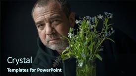  Presentation with dark forest - Colorful presentation theme enhanced with man-with-a-bouquet backdrop and a wine colored foreground