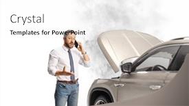  Presentation with road - Presentation theme having man-with-a-car-problem background and a white colored foreground