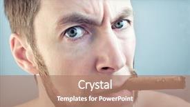  Presentation with cigar - PPT theme enhanced with man with a cigar looking into the camera background and a coral colored foreground