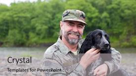  Presentation with war dog - Slide deck with man with a dog russian background and a light gray colored foreground