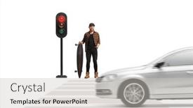  Presentation with waiting - Presentation theme enhanced with man-with-a-longboard-waiting background and a light gray colored foreground