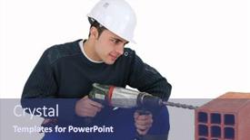  Presentation with masonry - Slide deck consisting of man with a masonry drill background and a ocean colored foreground