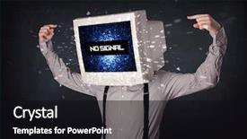  Presentation with man head in hands - Presentation design having man with a monitor head background and a  colored foreground