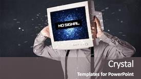  Presentation with head - Cool new PPT layouts with man with a monitor head backdrop and a  colored foreground