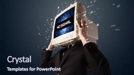  Presentation with head - Audience pleasing slide deck consisting of man with a monitor head backdrop and a  colored foreground