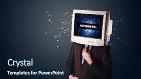  Presentation with head - Beautiful presentation featuring man with a monitor head backdrop and a  colored foreground