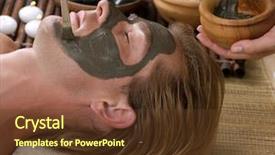  Presentation with face mask - PPT theme having man with a mud mask background and a tawny brown colored foreground