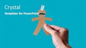  Presentation with doll paper - Presentation theme with man-with-a-paper-man background and a teal colored foreground