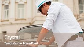  Presentation with life journey road map - Colorful slides enhanced with man with a road map backdrop and a coral colored foreground