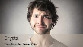  Presentation with old wite man and his music - Audience pleasing PPT layouts consisting of man-with-a-sarcastic-expression backdrop and a mint green colored foreground