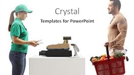  Presentation with cash - Presentation consisting of man-with-a-shopping-basket background and a white colored foreground