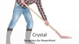  Presentation with snow shovel - PPT theme with man with a shovel background and a white colored foreground