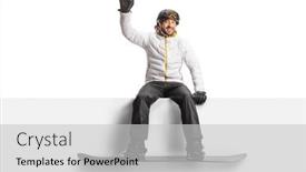  Presentation with snowboard - Theme enhanced with man-with-a-snowboard-sitting background and a light gray colored foreground
