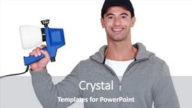  Presentation with charging gun man hands charging - Presentation design enhanced with man with a spray gun background and a  colored foreground