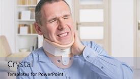  Presentation with cervical - Slide deck having man-with-a-surgical-cervical background and a light blue colored foreground