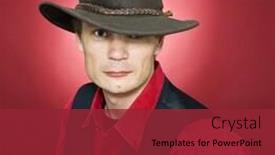  Presentation with well - Colorful theme enhanced with man-with-a-well-worn backdrop and a red colored foreground