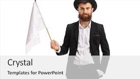  Presentation with silver fern black white flag - Audience pleasing presentation design consisting of man with a white flag backdrop and a  colored foreground