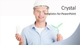  Presentation with offshore wind turbine installation - Amazing theme having man with a wind turbine backdrop and a white colored foreground