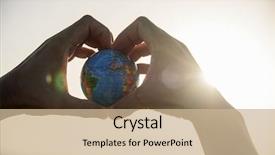  Presentation with hands heart - Theme featuring man with a world globe background and a soft green colored foreground