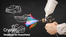  Presentation with spray paint - Cool new slide set with man with airbrush spray paint backdrop and a  colored foreground