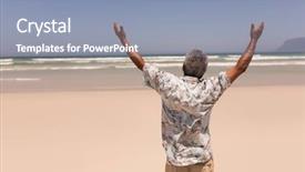  Presentation with christian african american men - Slide deck enhanced with man with arms outstretched standing background and a light blue colored foreground