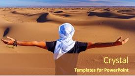  Presentation with sahara - Presentation design featuring man-with-arms-outstretched background and a red colored foreground