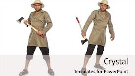  Presentation with octopus on isolated white - Cool new presentation theme with man with axe isolated backdrop and a light gray colored foreground